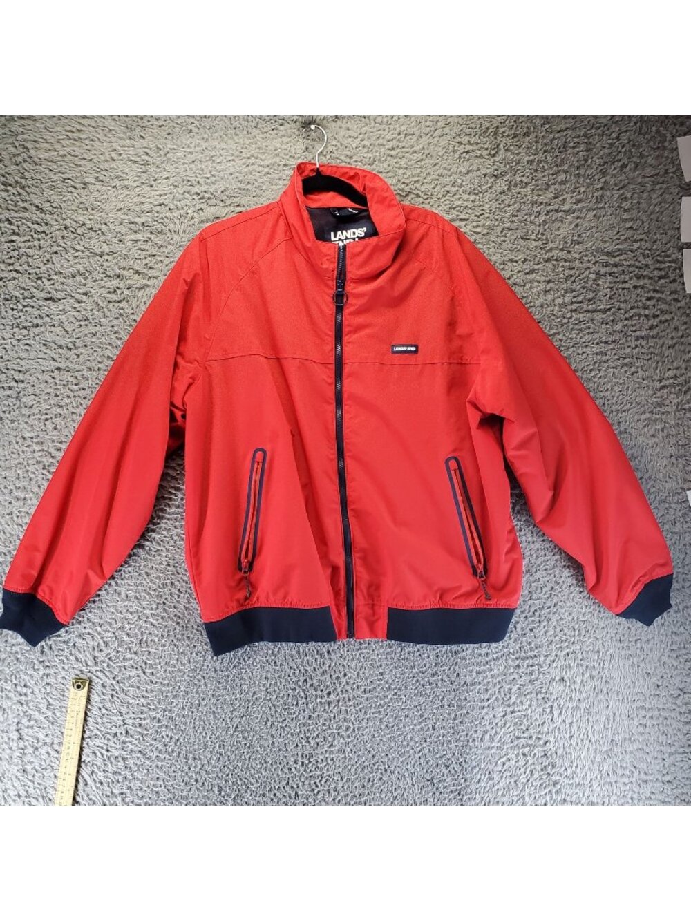 Lands End Jacket Mens XL Red Zip-Up Nylon Mesh Lined Windbreaker Gorpcore